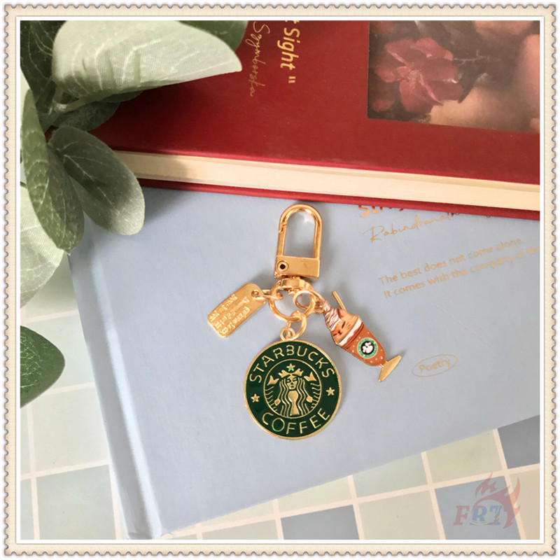 Móc khóa họa tiết cà phê Starbuck bằng kim loại độc đáo