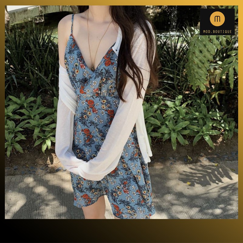 Váy Hoa 2 Dây Đi Biển Váy Thời Trang Nữ Họa Tiết Hoa Lá Nữ Tính V1 | BigBuy360 - bigbuy360.vn