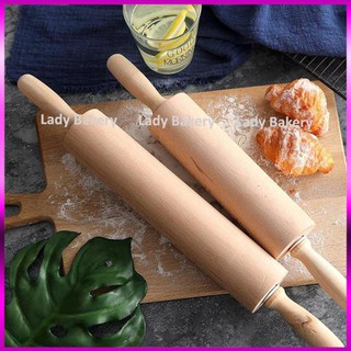 Cán lăn bột gỗ cao cấp có trục xoay 38 - 42cm - Lady Bakery