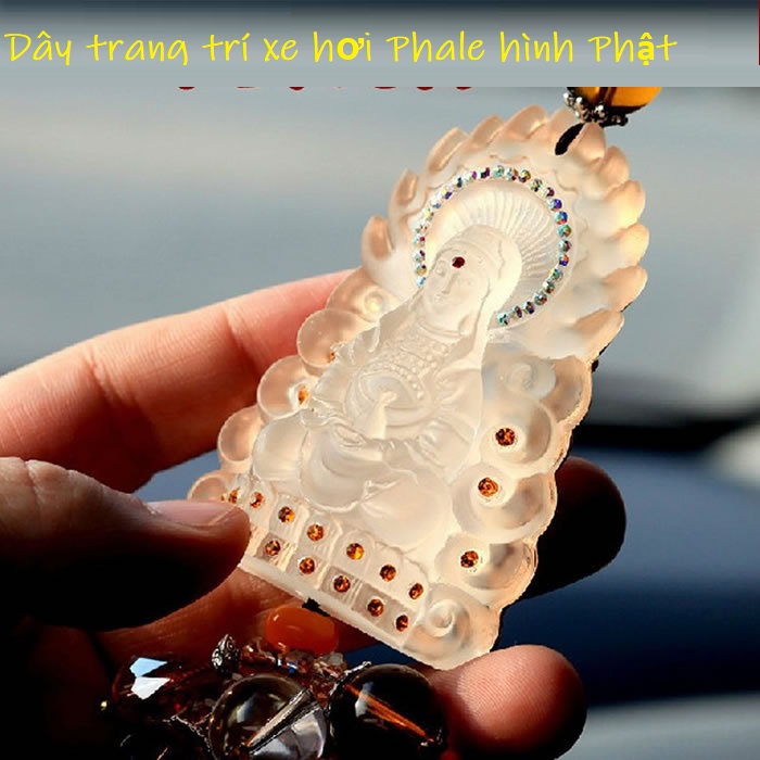 Dây Treo Kính Hậu Xe ô tô, Xe hơi, Xe tải, Chất liệu Pha Lê tinh khiết, mang lại bình an, may mắn, Kèm hộp lót Nhung