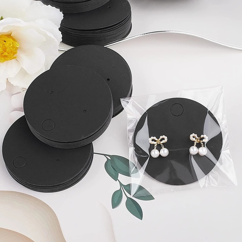 Bộ 50 Thẻ Bông Tai Trắng Đen Kèm Túi Nhựa Đựng Trang Sức DIY