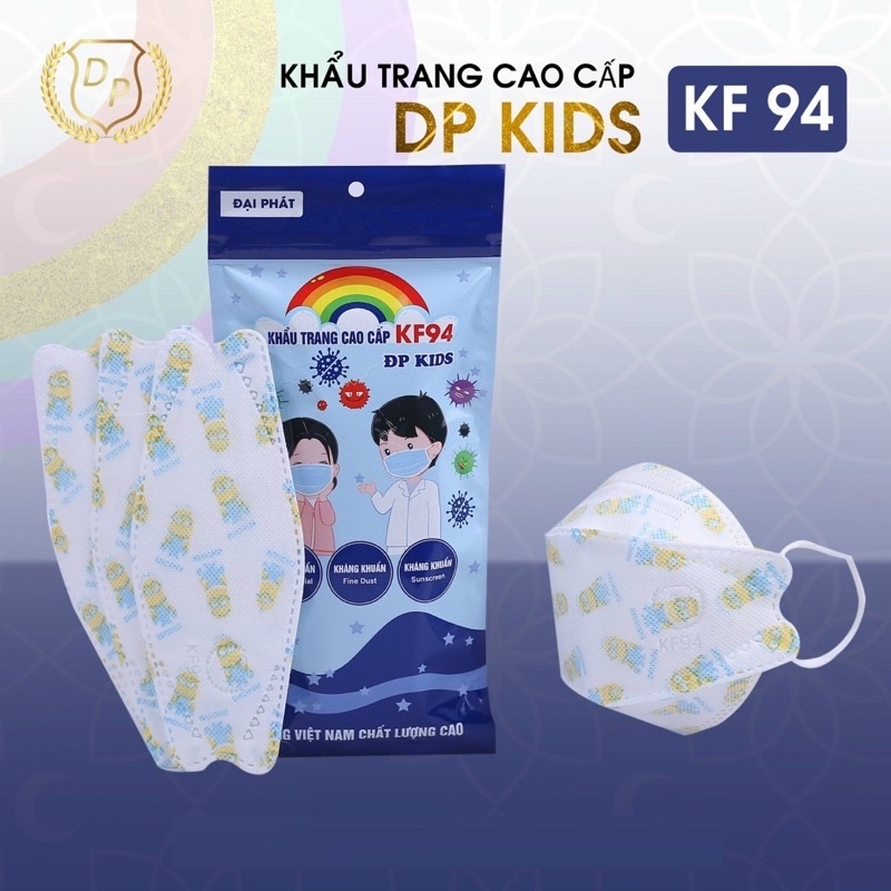 TÚI 10 CHIẾC KHẨU TRANG TRẺ EM 4D KP94 ÔM SÁT MẶT