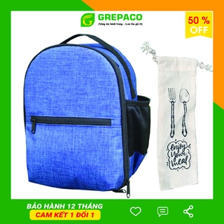 Túi đựng hộp cơm giữ nhiệt văn phòng size lớn tròn trụ giao hàng ly bình sữa mini thức ăn GREPACO TC02 - Tặng túi muỗng