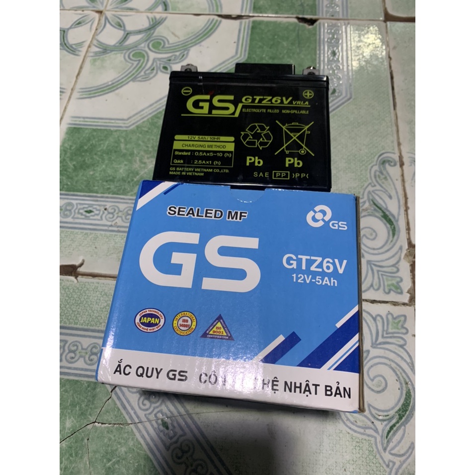 Bình điện GS (12v _ 5Ah )gắn xe clik va vario đời 2017 kích thước bình ( 11 x 10.5 x 7 )