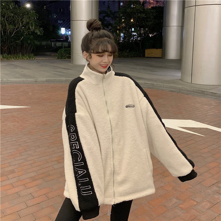 Áo khoác lông nam nữ trắng Special phom rộng Cheapy freesize khóa zip mua đông phong cách thể thao hàn quốc C522 | BigBuy360 - bigbuy360.vn