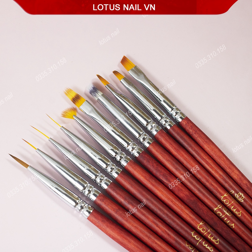 Cọ vẽ móng cán gỗ cao cấp đủ loại