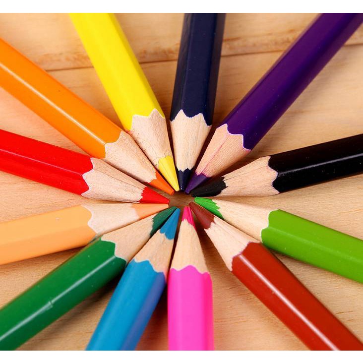 Bút Chì Màu Ống 24 cây chì màu giúp bé tập vẽ (nắp kèm chuốt gọt)