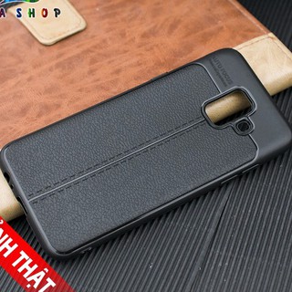 Ốp lưng Samsung Galaxy A6 2018 Vân da Auto Focus ( Đen )