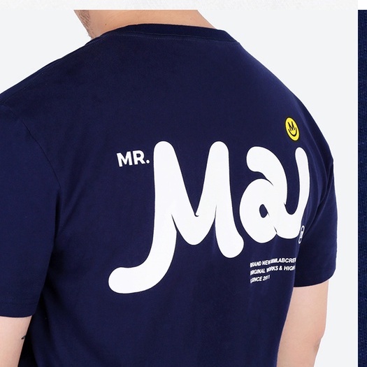 Áo Thun Cotton Tay Ngắn Cổ Tròn In logo MMLABCREW MR.MAI Phong Cách Đường Phố Cho Nam