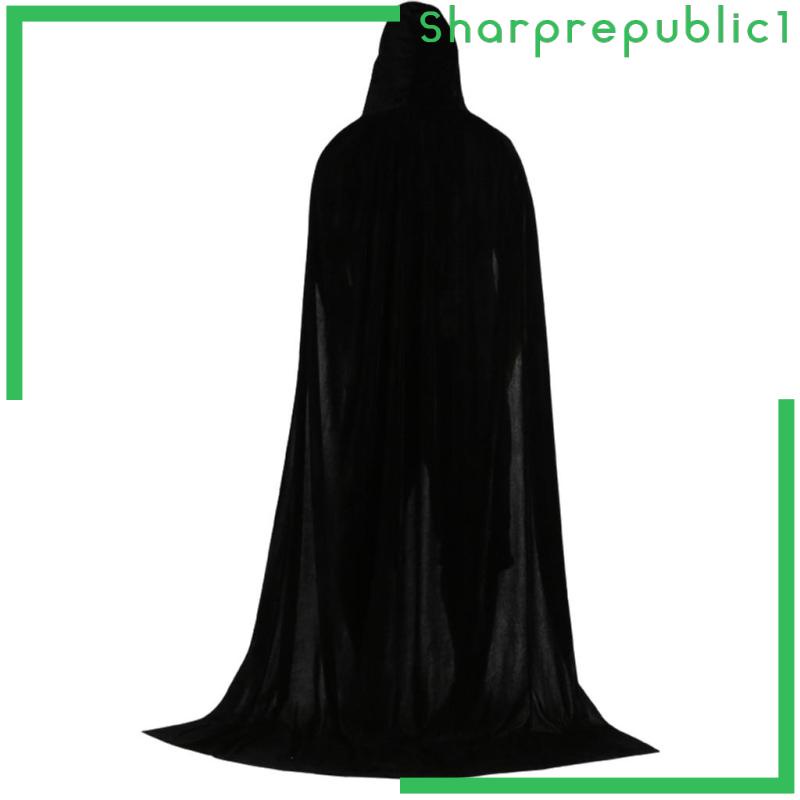Áo choàng nhung đen dáng dài 150cm có mũ trùm dùng để hóa trang Halloween
 | BigBuy360 - bigbuy360.vn