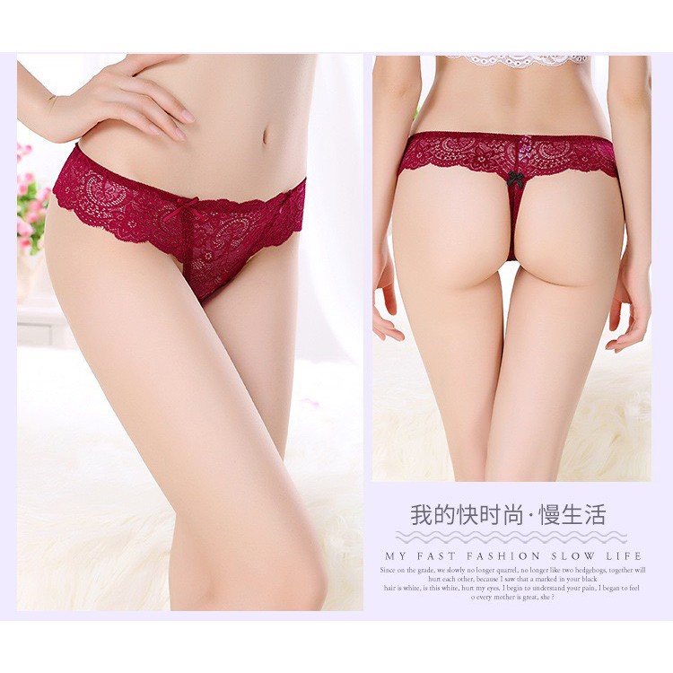 Quần Lót Nữ Ren Lọt Khe thiết kế 2 nơ nhỏ sexy gợi cảm trong suốt tôn dáng 980