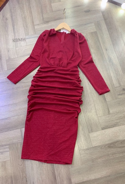 BÁN SỈ VÁY BODY ĐỎ CỔ TIM RÚM BÈO CHO NỮ | BigBuy360 - bigbuy360.vn