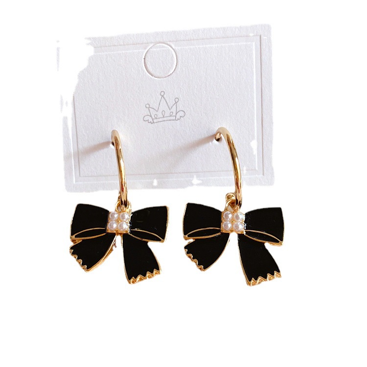 Bông Tai Bạc 925 Đính Ngọc Trai Tráng Men Phong Cách Vintage