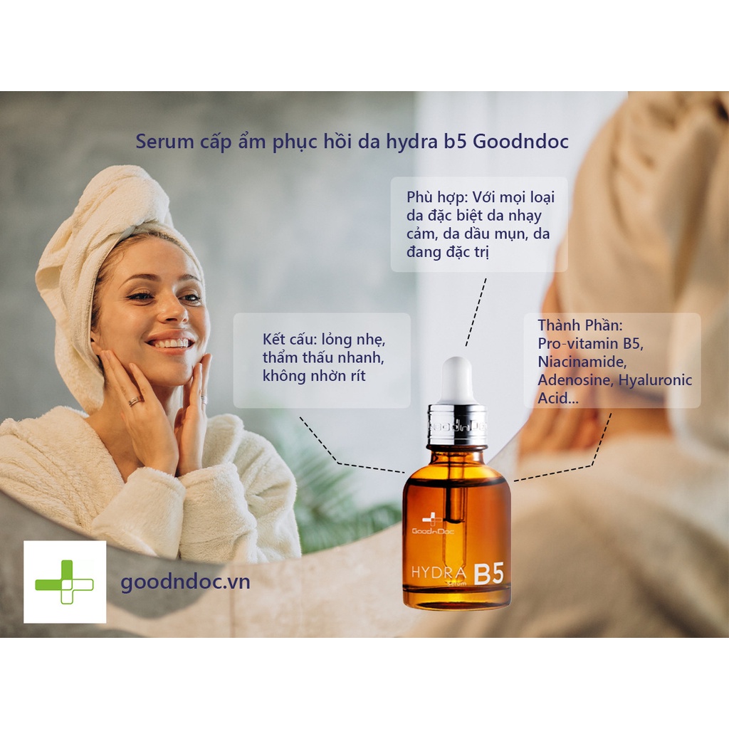 SERUM DƯỠNG ẨM PHỤC HỒI DA GOODNDOC HYDRA B5 30ml