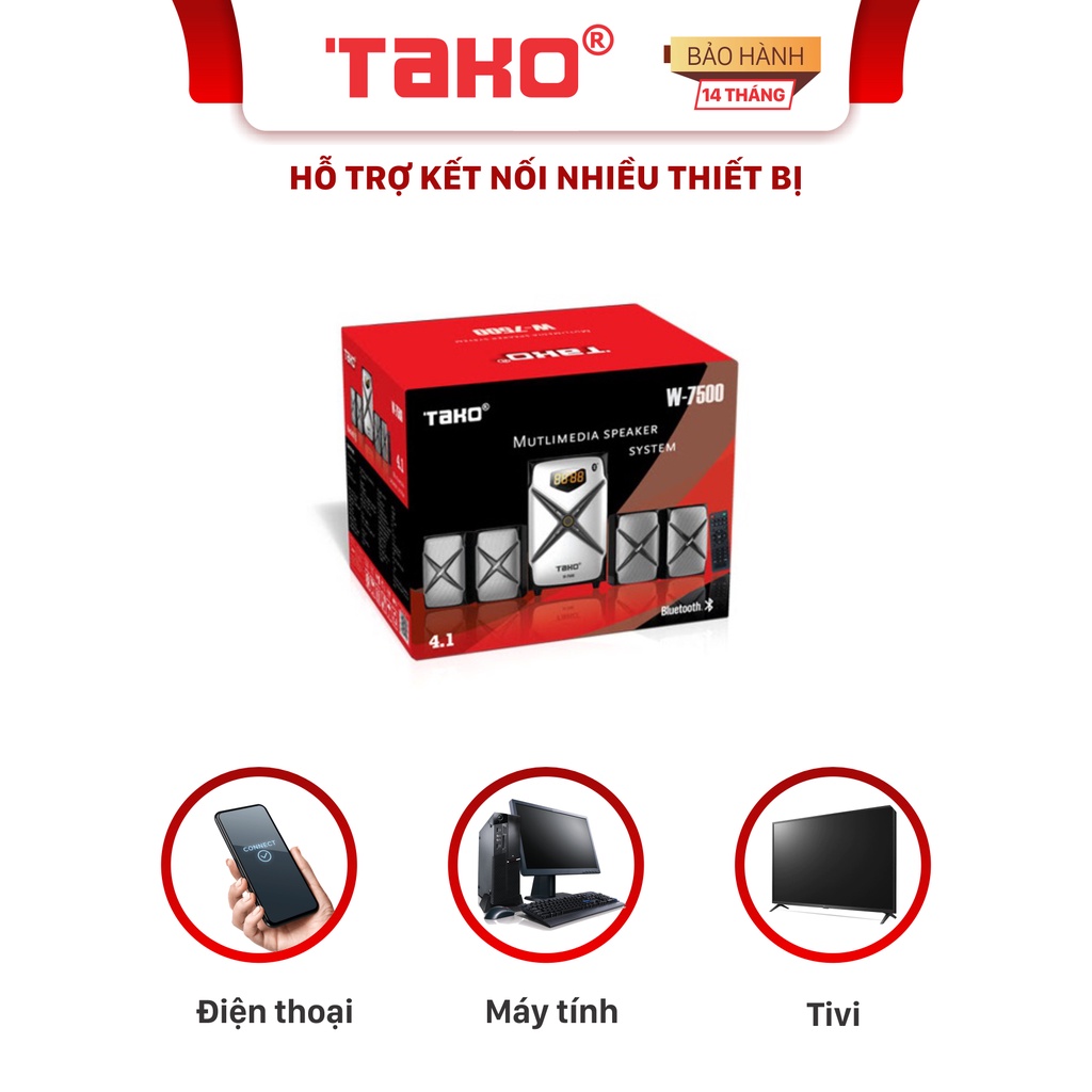Loa vi tính 4.1 TAKO W-7500 siêu trầm, có điều khiển từ xa. Chính hãng Tako, BH 14 tháng