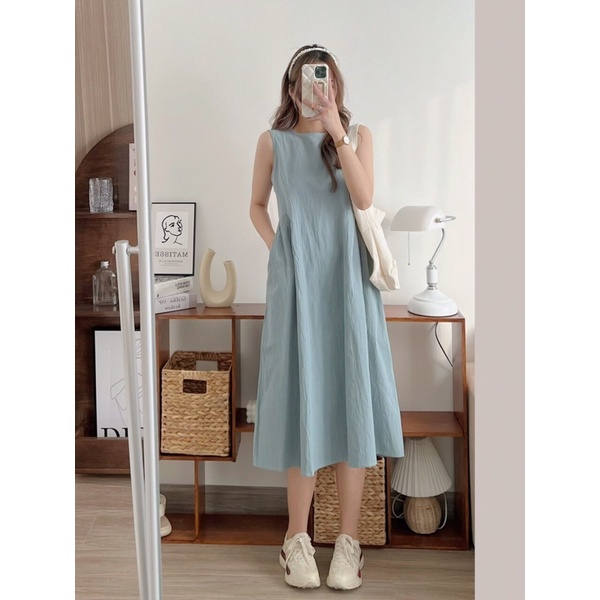 [Ảnh thật/Video] Đầm babydoll sát nách chocopie Hàn Quốc dáng dài Đầm đũi mềm Quảng Châu