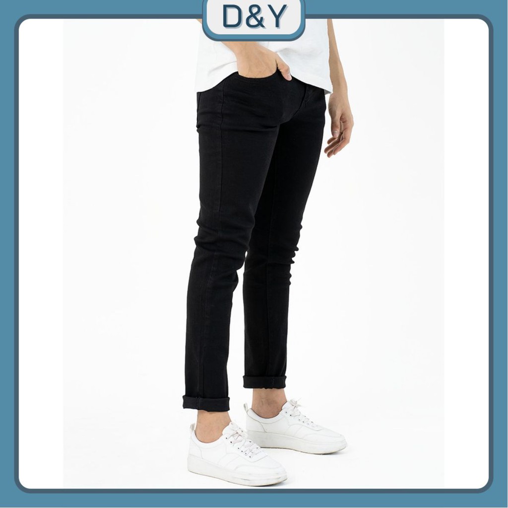 Quần jean Nam đen trơn cao cấp ống côn skinny phong cách Hàn Quốc D&Y DN04