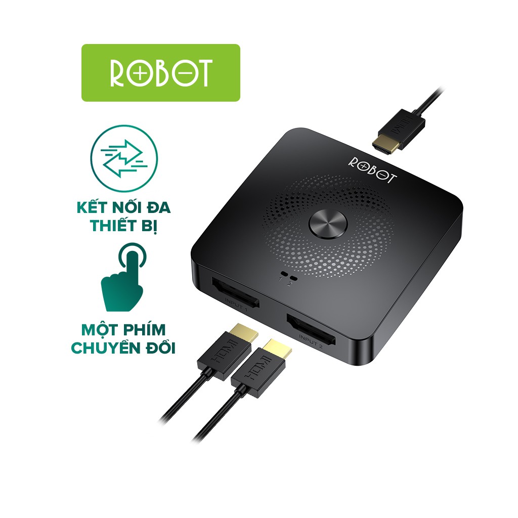 HUB Chuyển Đổi HDMI Switch/ Splitter Hai Chiều ROBOT HM103 - Kết Nối Cổng HDMI 4K Máy Tính PS4 Đầu Thu TV