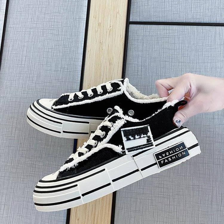 Giày bò rách nữ, giày sneaker nữ vải bò rách viền siêu hot hít