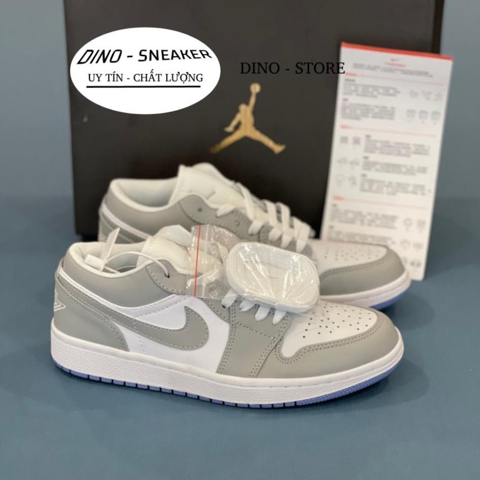 Giày JD xám đế trong, giày JD1 low xám cổ thấp màu mới full phụ kiện hàng cao cấp, full size 36-43