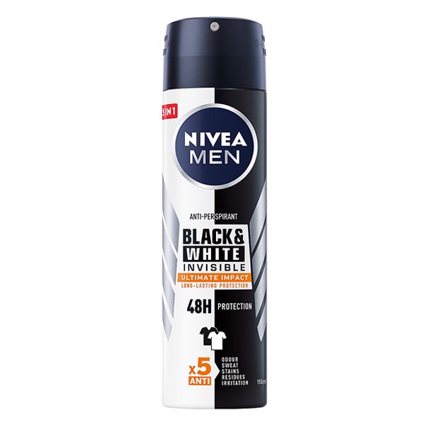 Xịt khử mùi Nivea ngăn vệt ố vàng cho nam Men Invisible Black&White