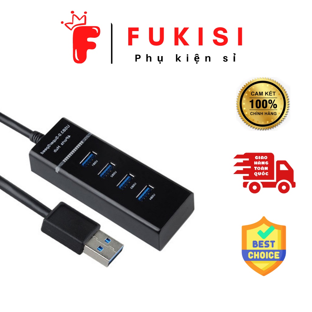 [HUB USB 3.0) Bộ chia USB từ 1 thành 4 cổng có đèn LED - Fukisi