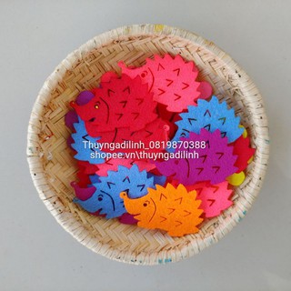 Sét 20 con nhím 4 x 6cm vải nỉ mầm non
