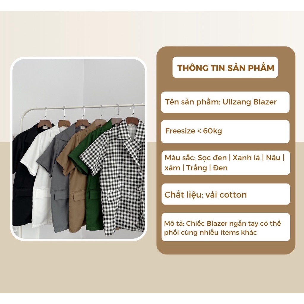 Áo Khoác nữ ULLAZANG BLAZER tay ngắn trẻ trung chất vải mịn dày dặn- Vest Nữ Khoác Ngoài 4 Cúc Mặc Đi Chơi