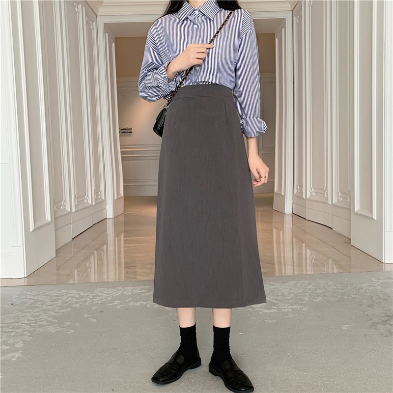 Kumivn chân váy suông dáng dài lưng cao xẻ sau cạp khóa ulzzang Hàn Quốc | BigBuy360 - bigbuy360.vn