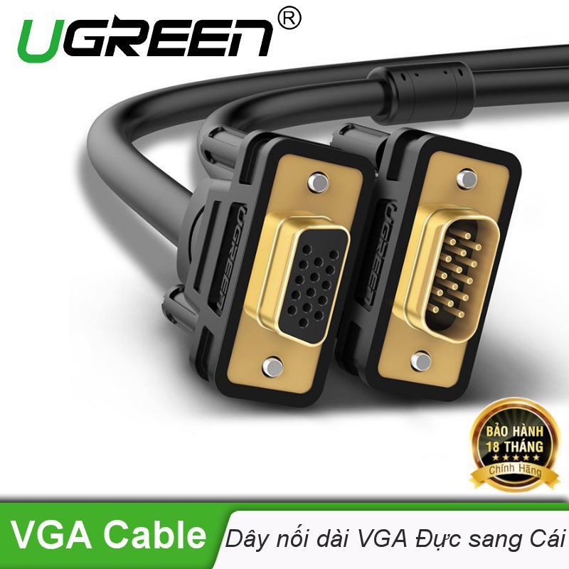 Cáp Vga nối dài Cao Cấp Ugreen 11614 11615 (đầu âm-đầu dương) Chính Hãng VG103