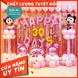 FREESHIP Combo Trang Trí Sinh Nhật Tuổi Chuột - Bé Gái - 007- ĐẦY THÁNG TUỔI CHUỘT-SET BÓNG HAPPY FULL MONTH-HAPPY 30DAY