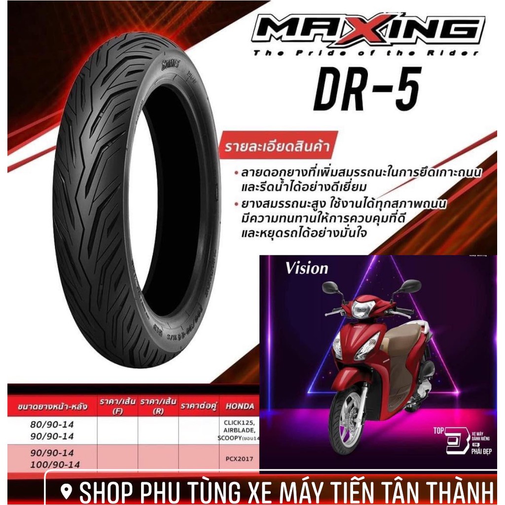 Vỏ lốp IRC MAXING  (Gai DR-5) tay ga 14INCHES AB125 / CLICK / VARIO