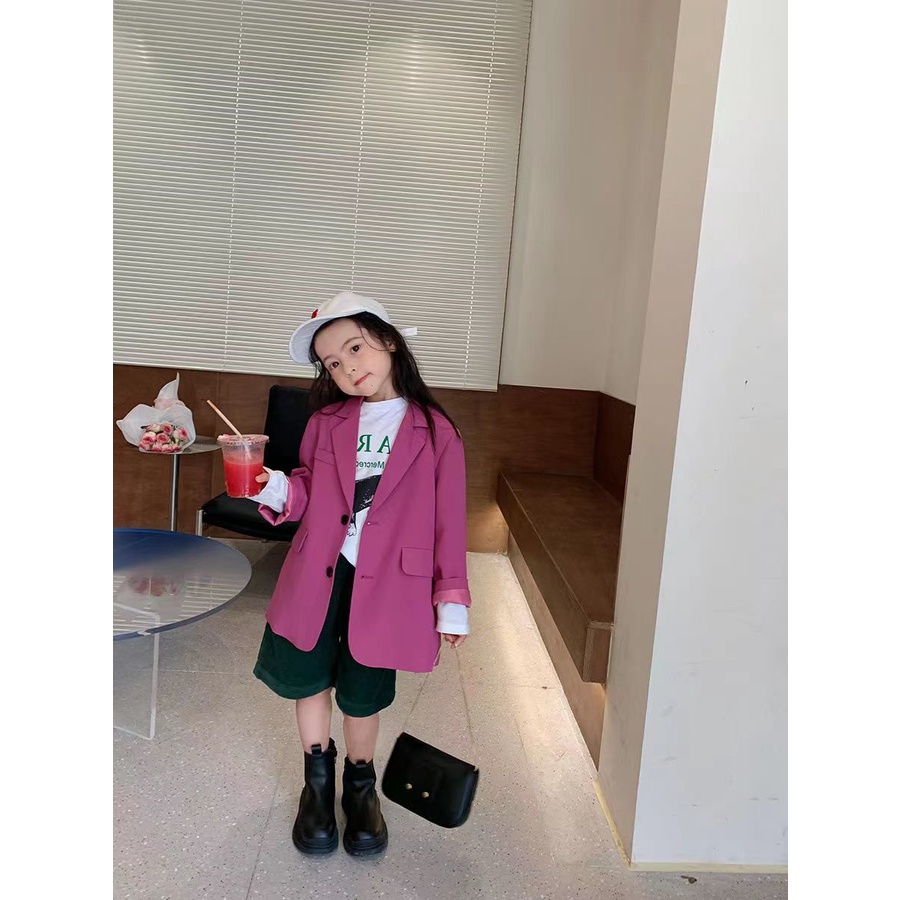 [Hàng Mới Về] Set Áo Khoác + Quần Ống Loe Xẻ Tà Phong Cách Phương Tây Thời Trang Mùa Thu Cho Bé Gái