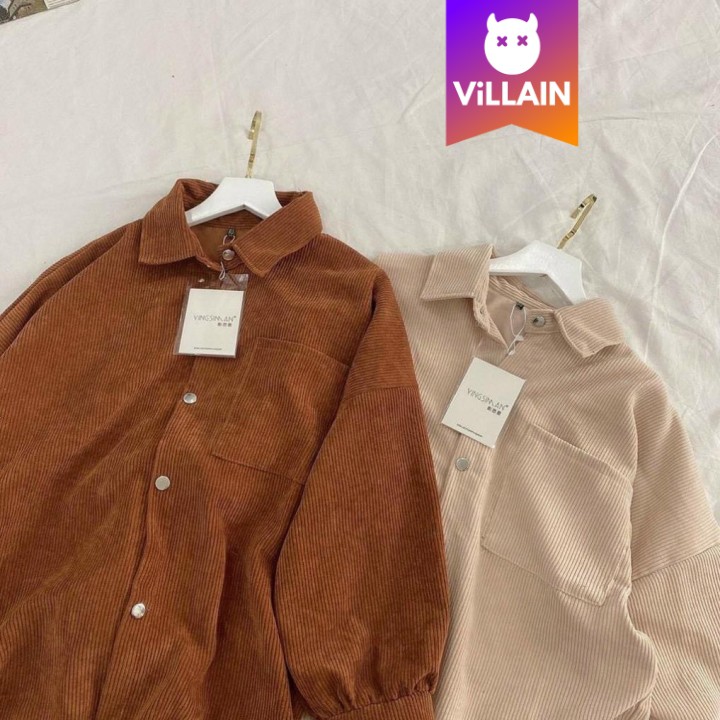 Áo Sơ Mi Nhung Gân Tăm Dáng Dài From Rộng Nam Nữ - Villain | BigBuy360 - bigbuy360.vn