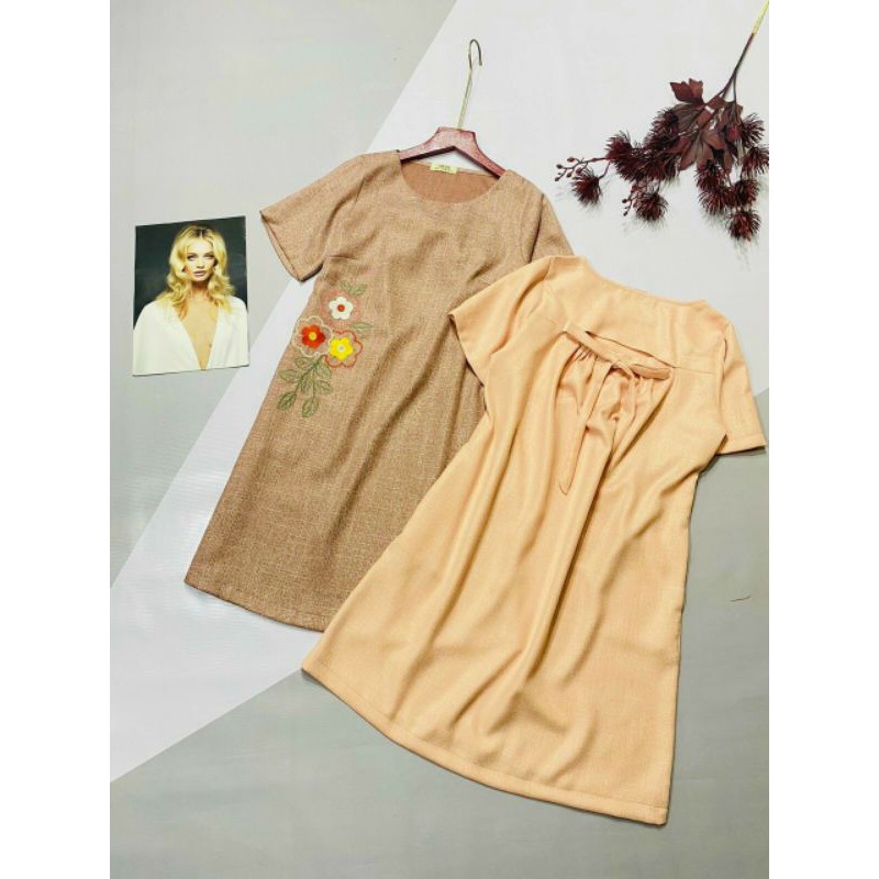 Đầm Liền Tay Ngắn Dáng Suông Cổ Tròn Cao Cấp - Váy Thun Cotton Họa Tiết Chùm Hoa - Váy Xuất Khẩu | BigBuy360 - bigbuy360.vn