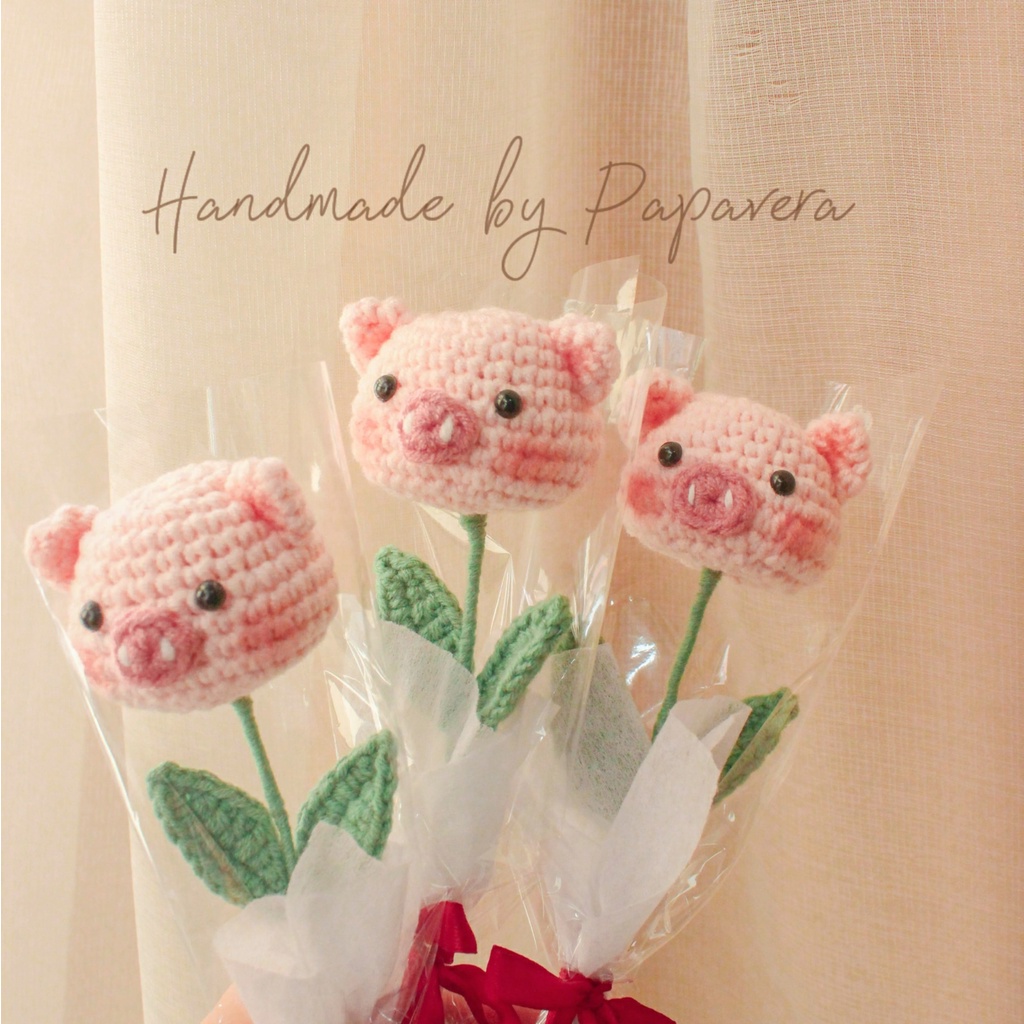 Bông hoa heo hồng đáng yêu handmade - Quà tặng người thương
