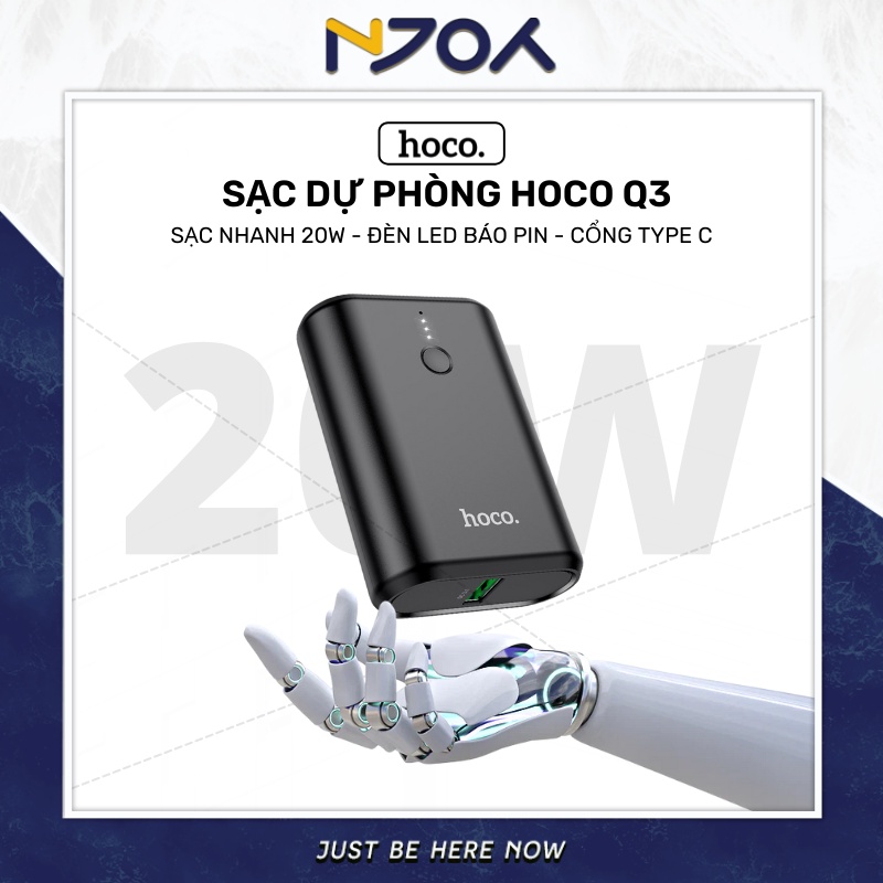 Sạc Dự Phòng Mini 10000mAh Sạc Nhanh PD 20W + QC 3.0 HOCO Q3 Đèn Led Báo Pin Cho iPhone Samsung Xiaomi Oppo Njoyshop