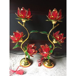 Combo 2 chiếc đèn thờ sen 3 bông cao 45cm