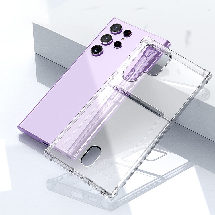 Ốp Điện Thoại Mềm Trong Suốt Có Ngăn Đựng Thẻ Cho Samsung S22 Ultra S21 Pro FE Giá Đỡ