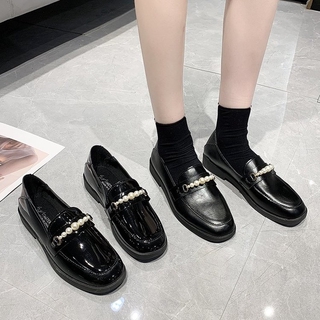 Giày Búp Bê Nữ Mũi Vuông Đính Ngọc Trai Xinh Xắn