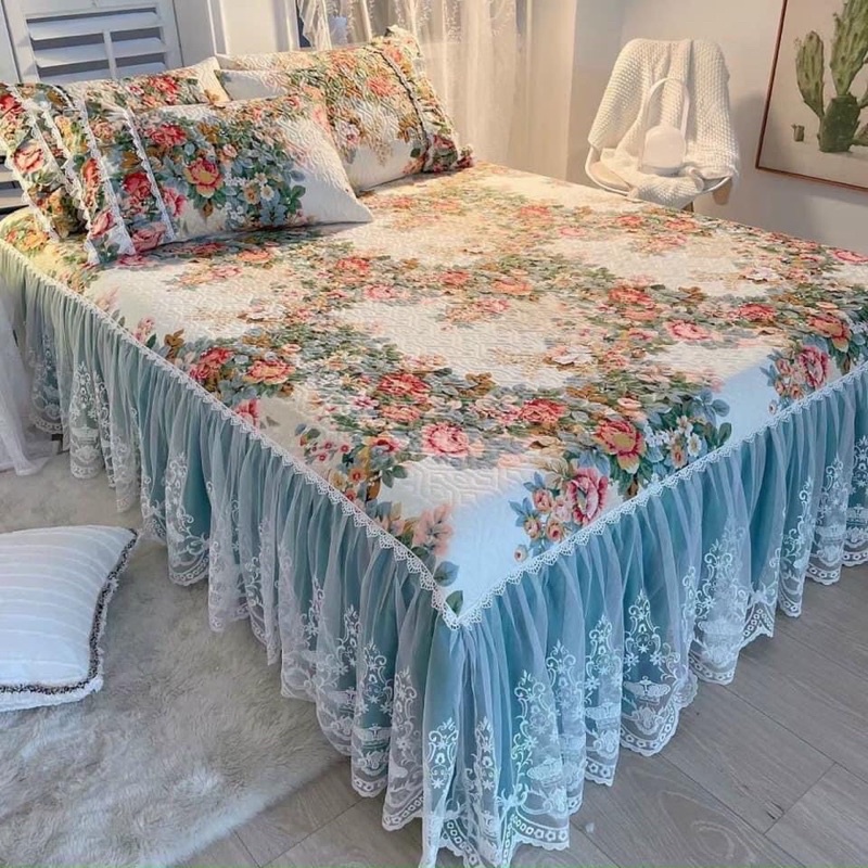 Bộ ga phủ rèm công chúa chất liệu cotton 100%
