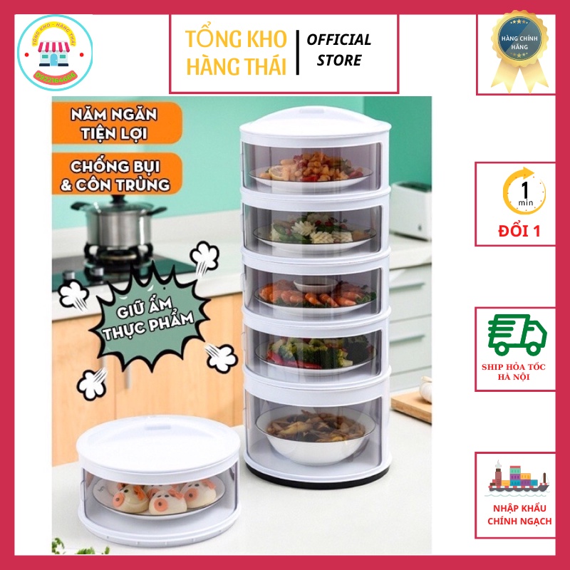 Lồng Bàn 5 Tầng Giữ Nhiệt  Đa Năng Lưu Trữ Thức Ăn Chống Bụi An Toàn (SP002772)