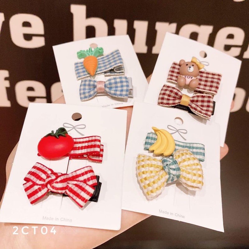 Set 2 kẹp tóc dễ thương cho bé gái 2CT04