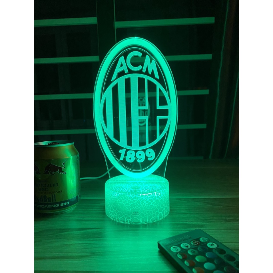 Đèn ngủ 3D CLB bóng đá Ac Milan đế pha lê kèm điều khiển từ xa - Đèn Led 16 màu