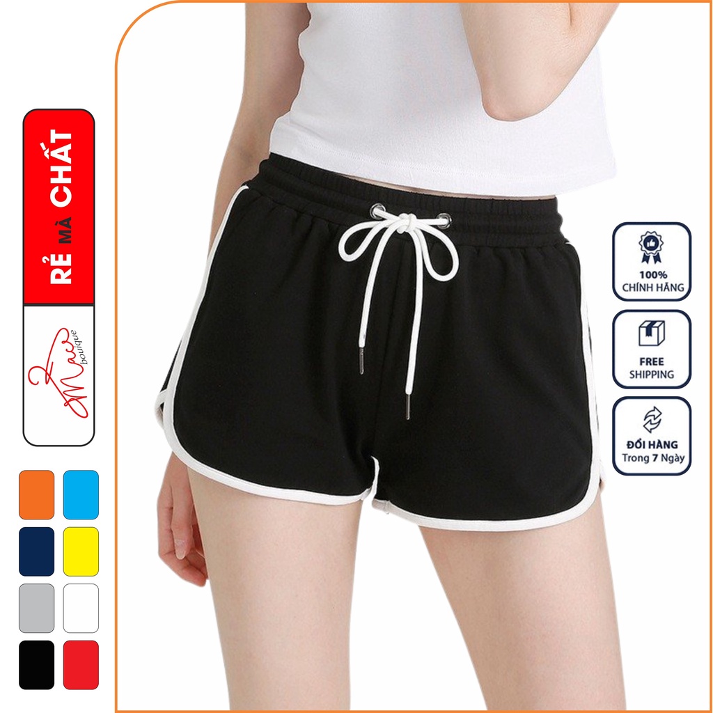 Quần đùi thun nữ ống vừa đồ ngủ nhà shorts co dãn thể thao - MACboutique