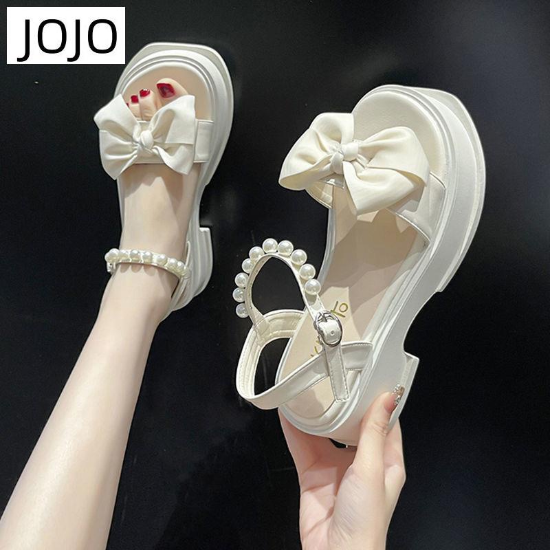 Giày Sandal Cao Gót Đế Dày Đính Nơ Phong Cách Hàn Quốc Thời Trang Mùa Hè Hàng Mới Dành Cho Bạn Nữ