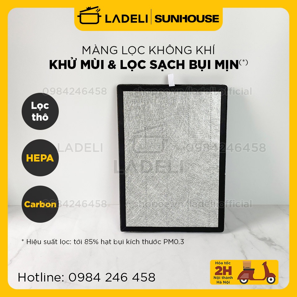 Màng lọc không khí SUNHOUSE SHD-AF9718 cấu tạo 3 lớp thô, carbon và HEPA