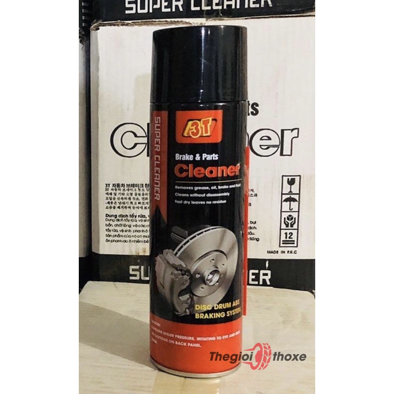 Chai xịt vệ sinh thắng đĩa 3T | Dung dịch tẩy rửa, bụi bẩn, dầu thải, mạt sắt lâu ngày trên má phanh | Thế Giới Thợ Xe