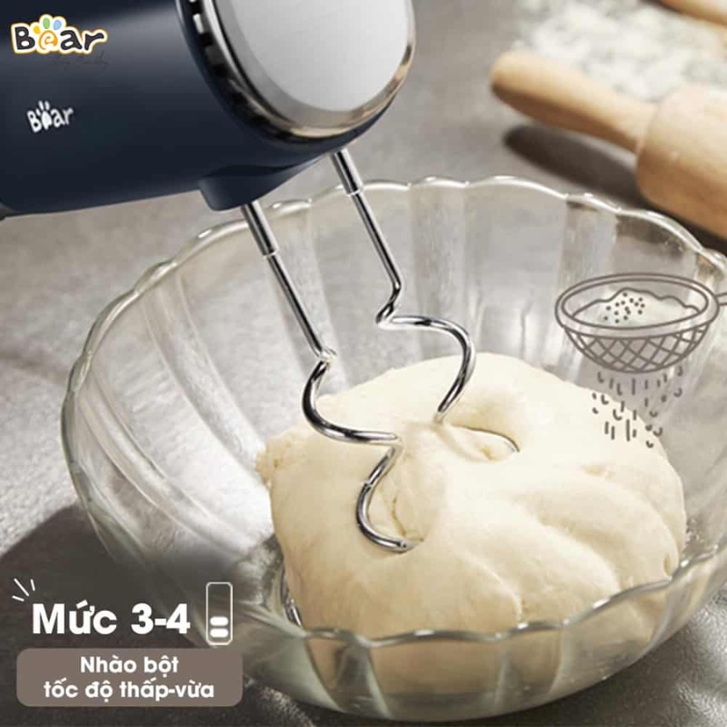 Máy Đánh Trứng Cầm Tay Mini Bear HM B01V1 Máy Đánh Kem Với 10 Tốc Độ Tối Đa 1250 Vòng/Phút Vỏ Nhựa ABS Cao Cấp