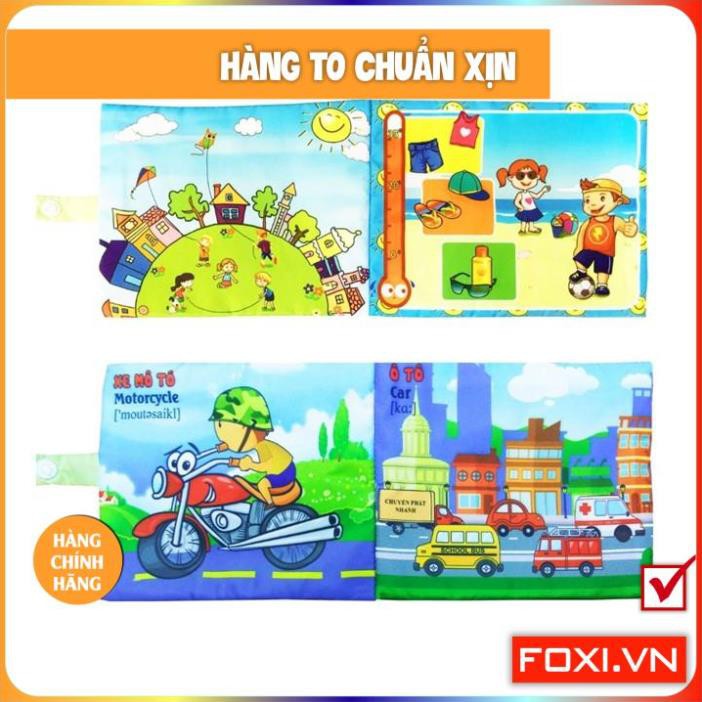 ComBo 2 Sách Vải Giáo dục mầm non-Chủ đề Giao thông và Thời tiết-giáo cụ cho bé sơ sinh học